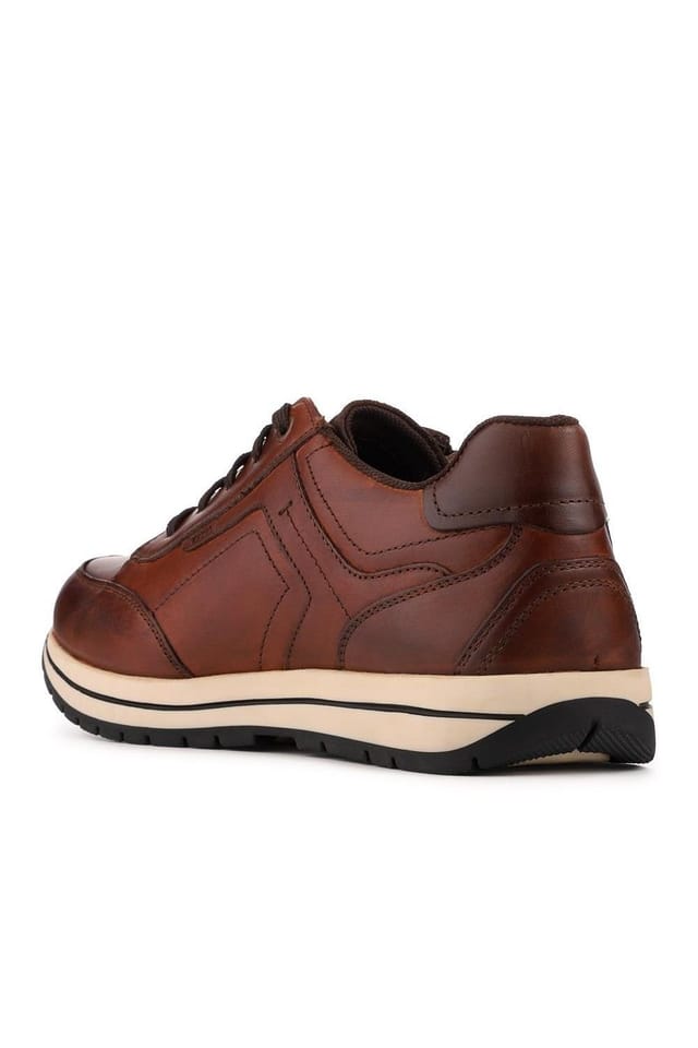 Pavers Pavers Men's Leather Zip Fasten Cushioning Trainers in Brown - 2