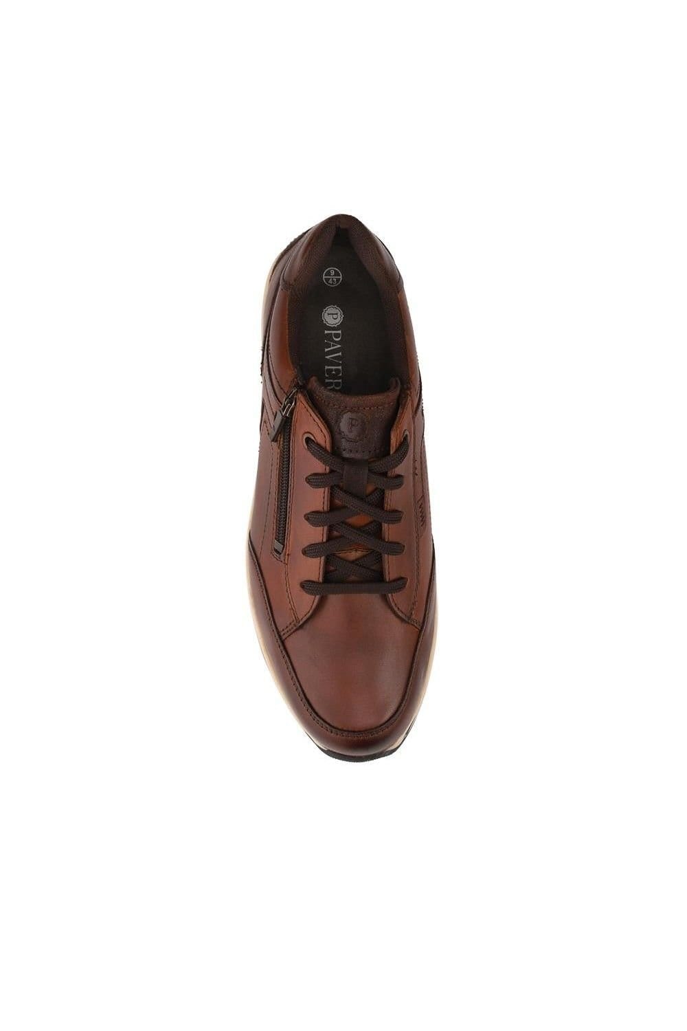 Pavers Pavers Men's Leather Zip Fasten Cushioning Trainers in Brown - 4