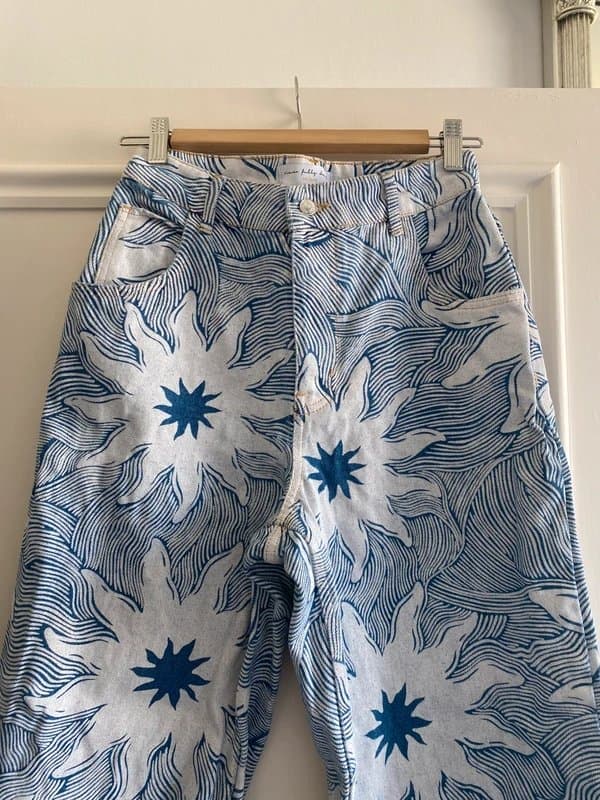 Never Fully Dressed Never fully dressed Ellie denim twill trousers in blue soleil print