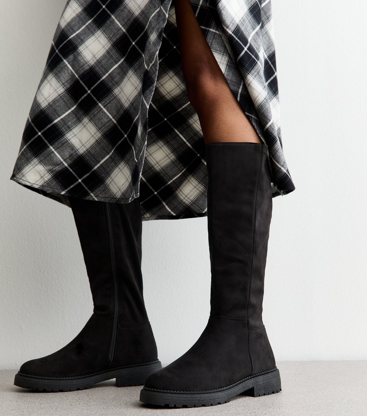 New Look Women's Wide Fit Black Faux Suede Tall Boots Vegan New Look - 2