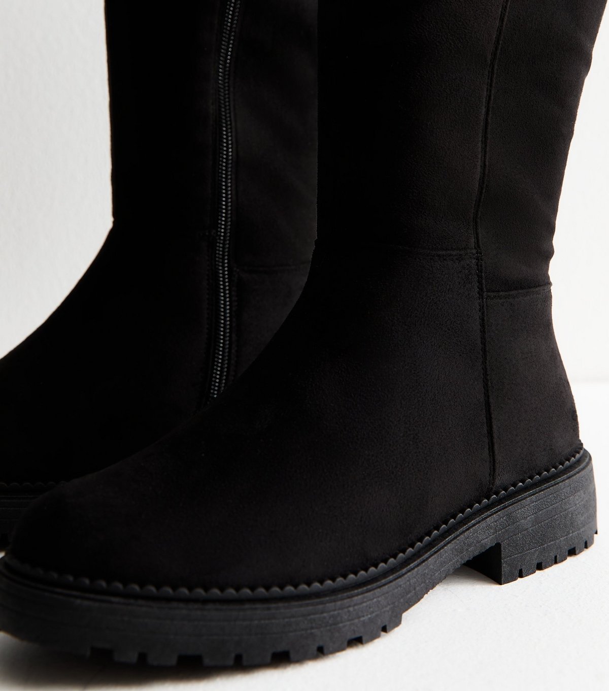 New Look Women's Wide Fit Black Faux Suede Tall Boots Vegan New Look - 3