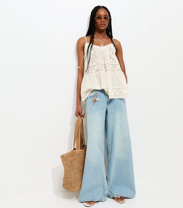 New Look Women's Cream Lace Panel Longline Cami Top New Look - 2