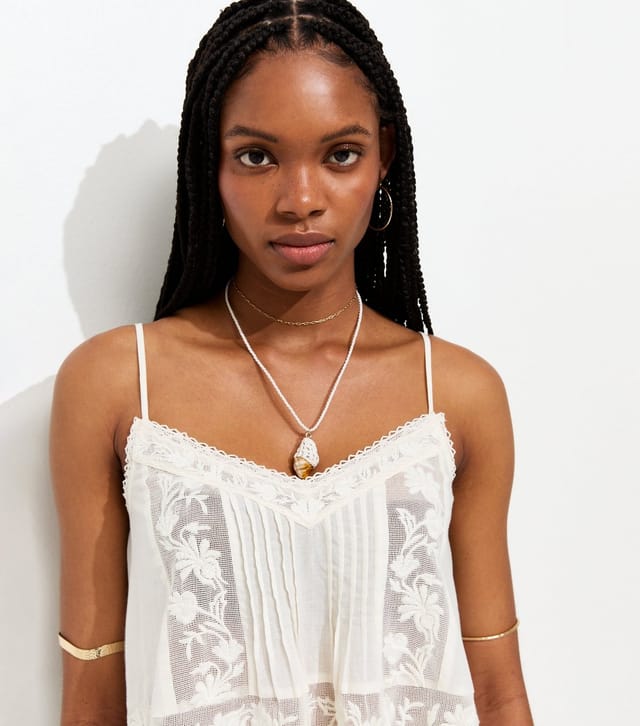 New Look Women's Cream Lace Panel Longline Cami Top New Look - 3