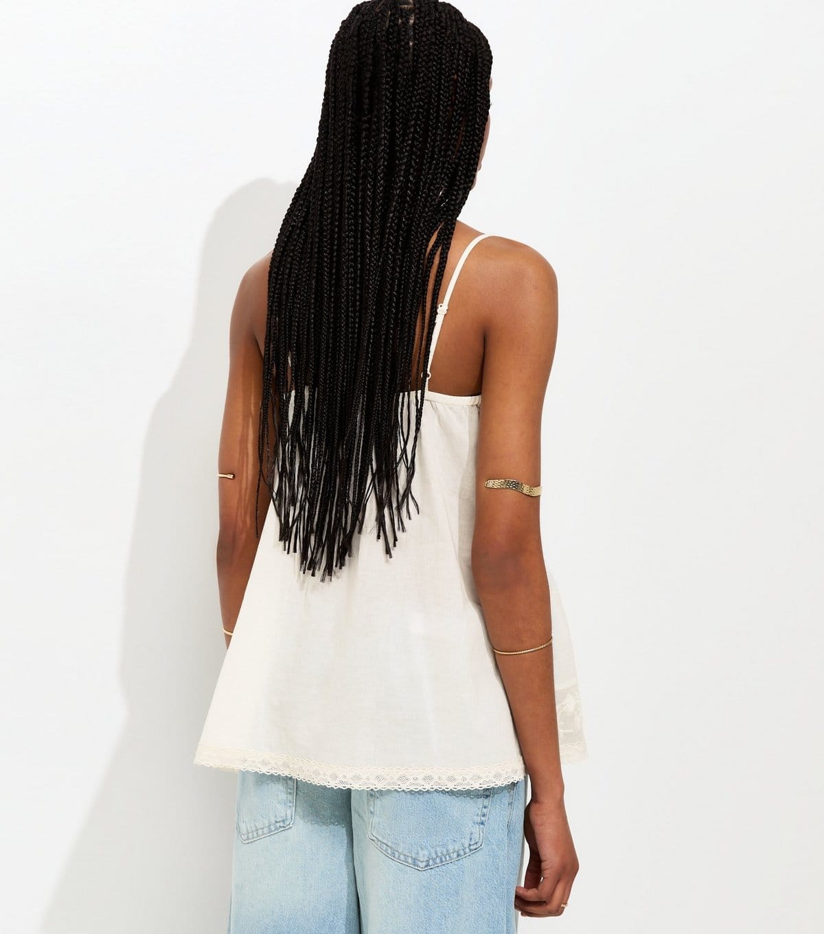 New Look Women's Cream Lace Panel Longline Cami Top New Look - 4