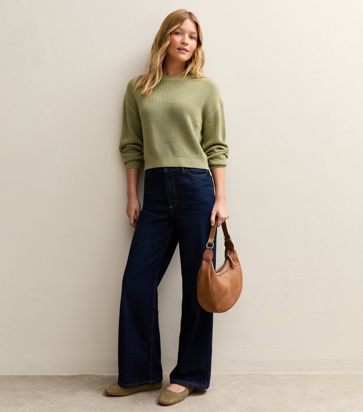 New Look Women's Light Green Ribbed Crew Neck Knit Jumper New Look - 3