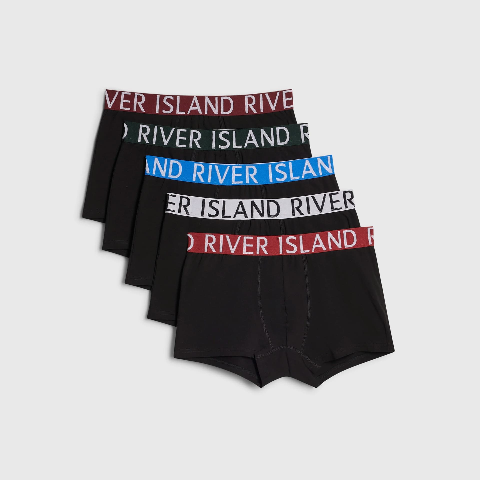River Island Mens River Island Black Jacquard Waistband Trunks Pack Of 5