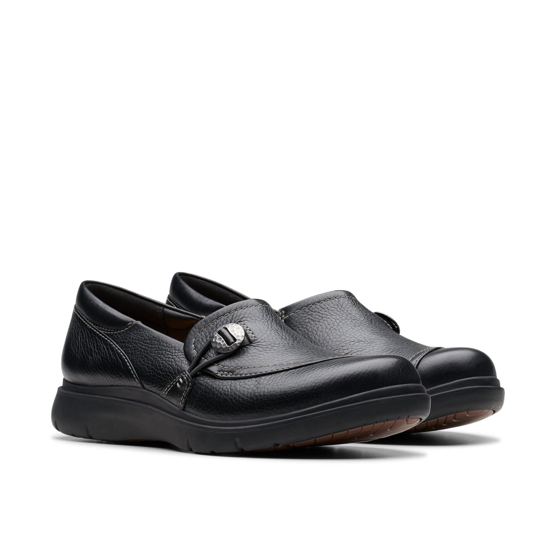 Clarks Clarks Women's Certina Ease Black Leather Slip Ons - 4