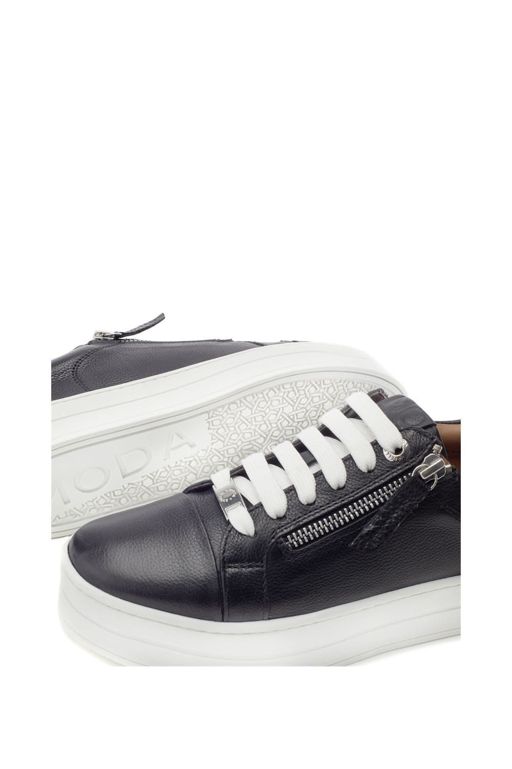 Moda In Pelle Moda In Pelle Women's Abbee' Leather Trainers in Black - 4