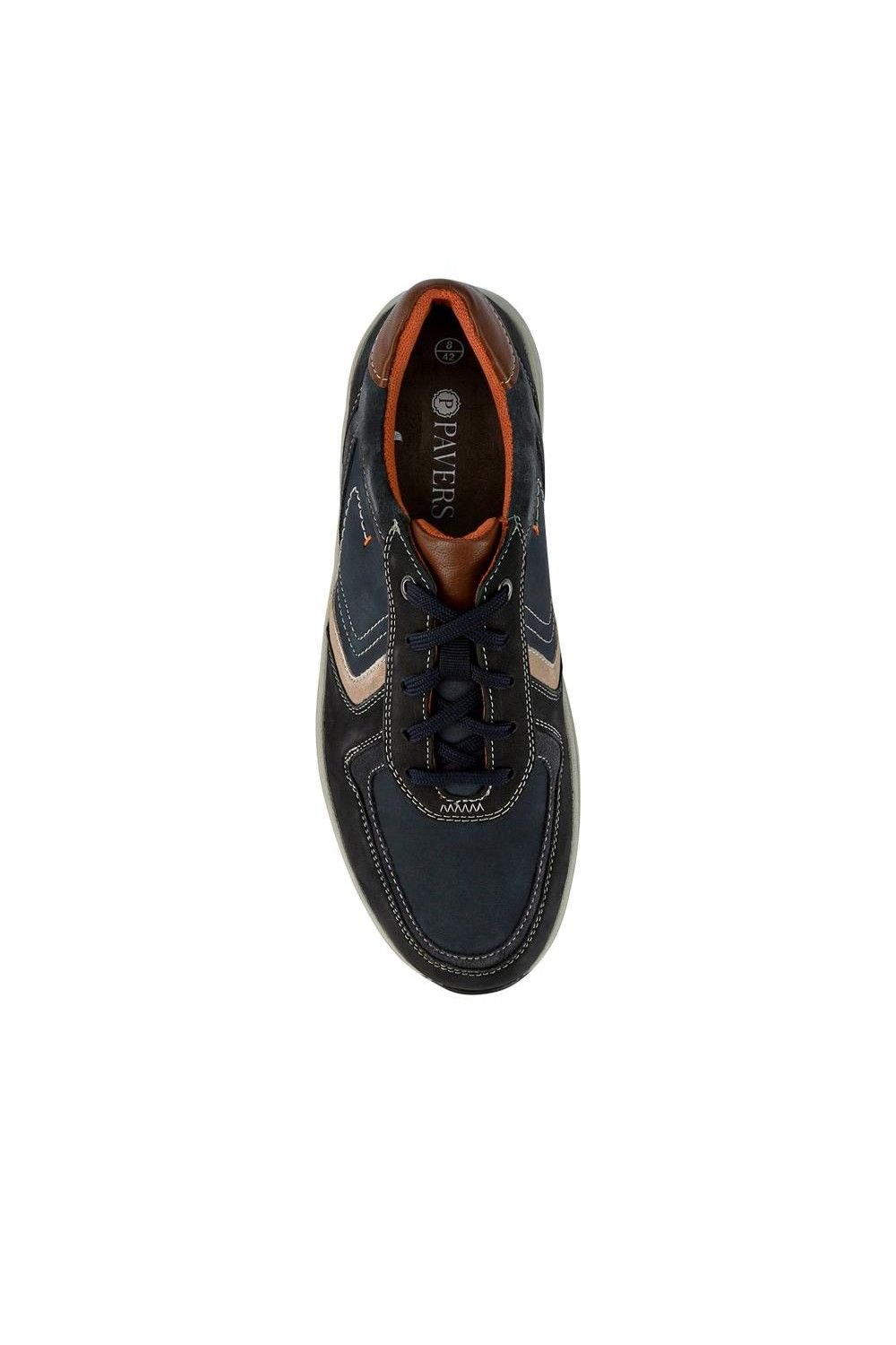 Pavers Pavers Men's Wide-Fit Casual Leather Shoes in Navy - 4