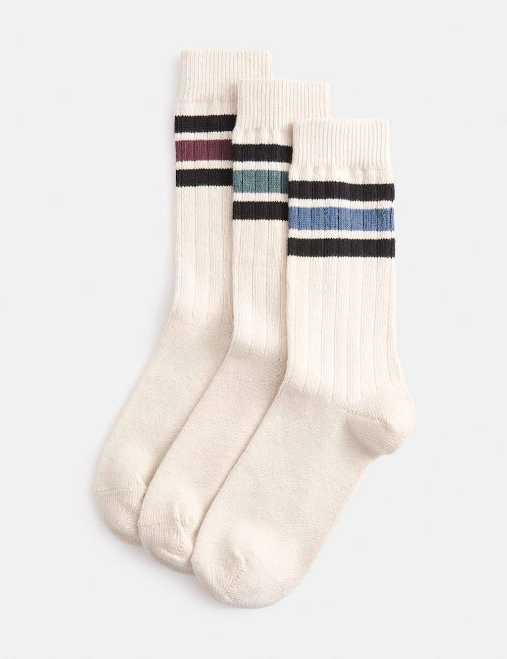 Marks & Spencer M&S 3pk Casual Cotton Rich Socks Beige Mix