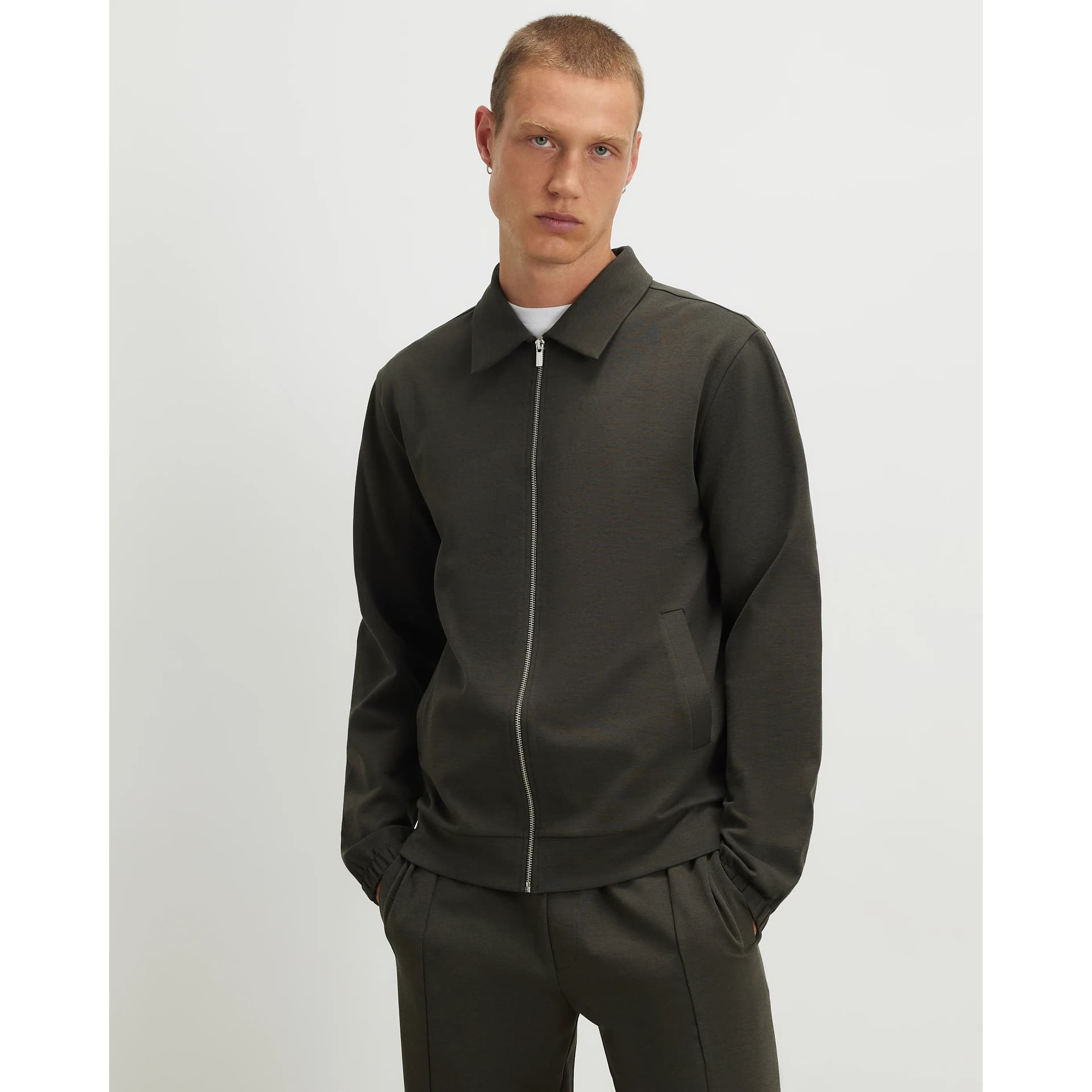 River Island Mens River Island Green Slim Fit Long Sleeve Shacket