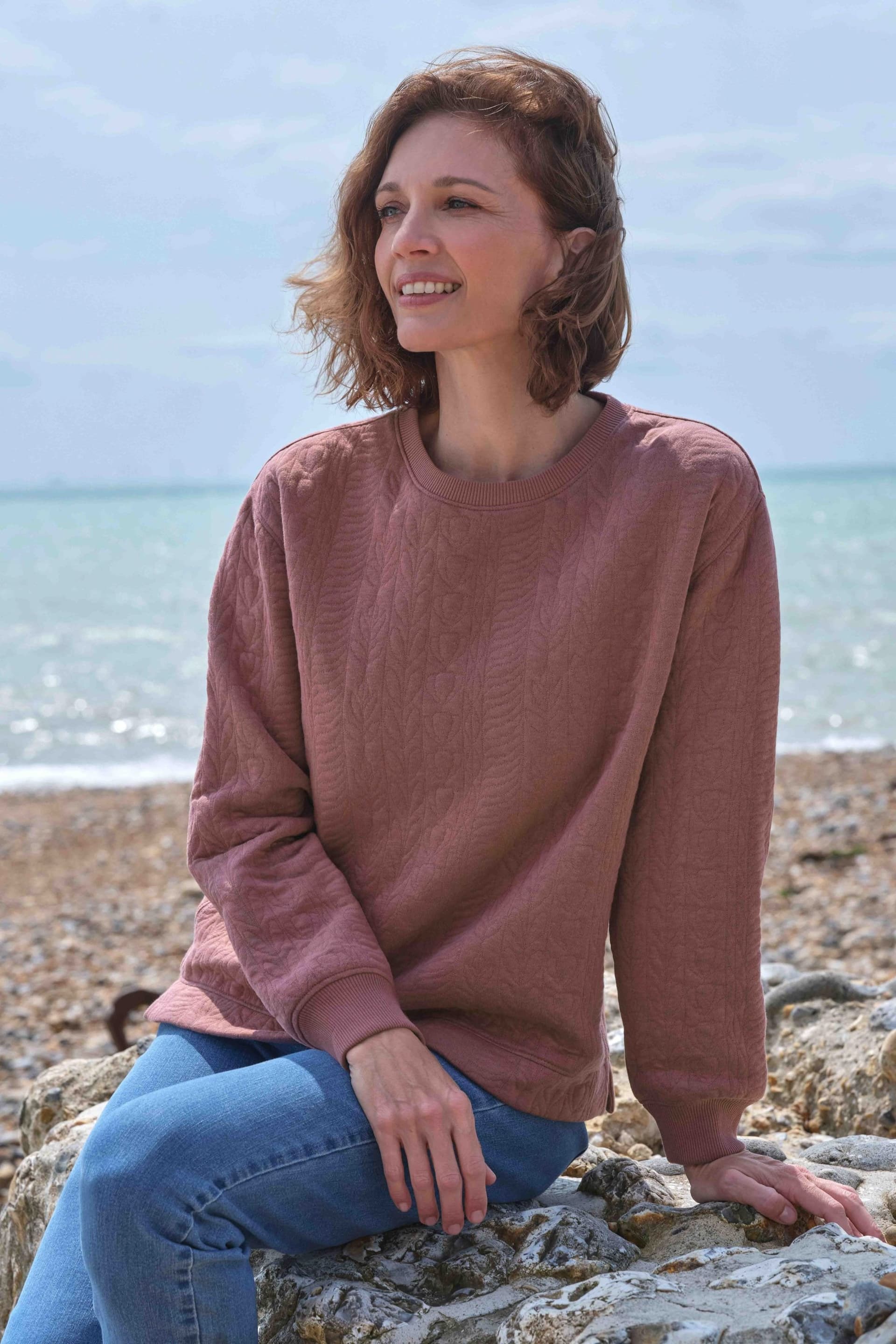 WoolOvers WoolOvers Women's Verve Jacquard Sweatshirt in Mauve