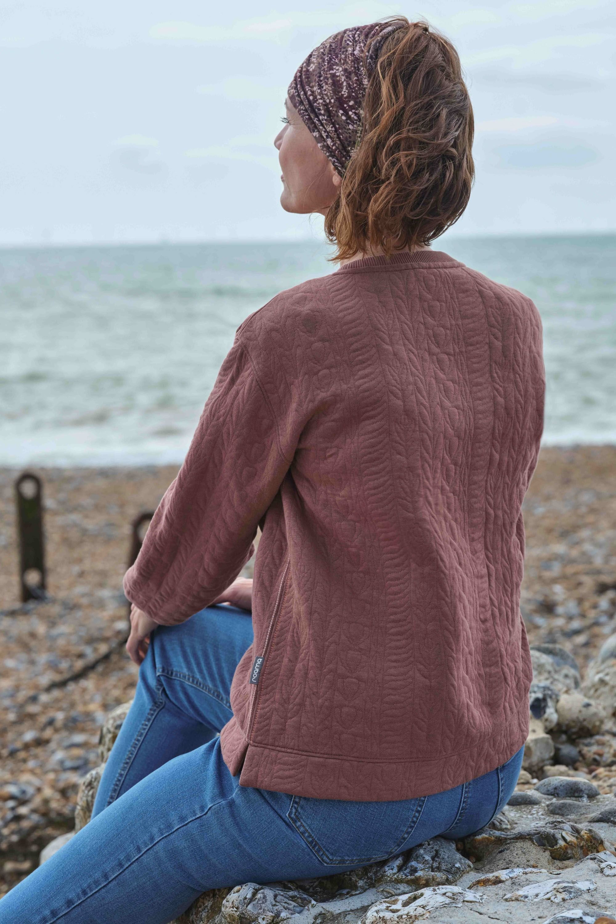 WoolOvers WoolOvers Women's Verve Jacquard Sweatshirt in Mauve - 2