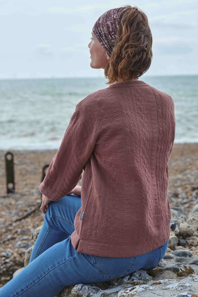 WoolOvers WoolOvers Women's Verve Jacquard Sweatshirt in Mauve - 2