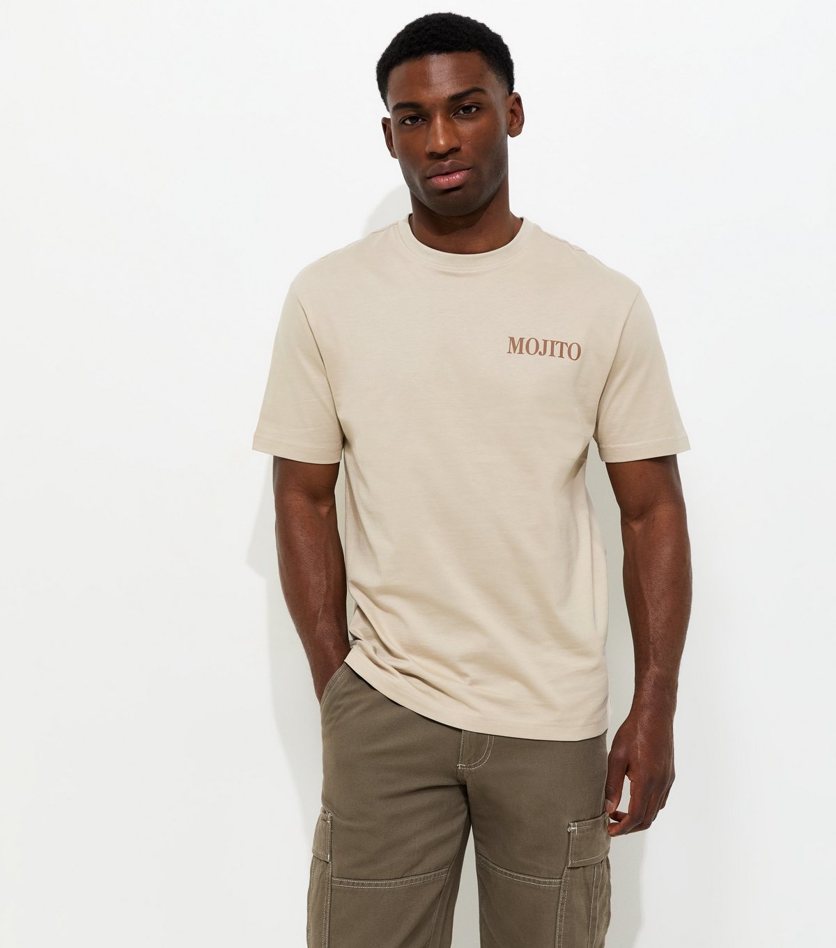 Only and Sons Men's Off White Regular Cotton Mojito T-Shirt Only and Sons New Look - 2