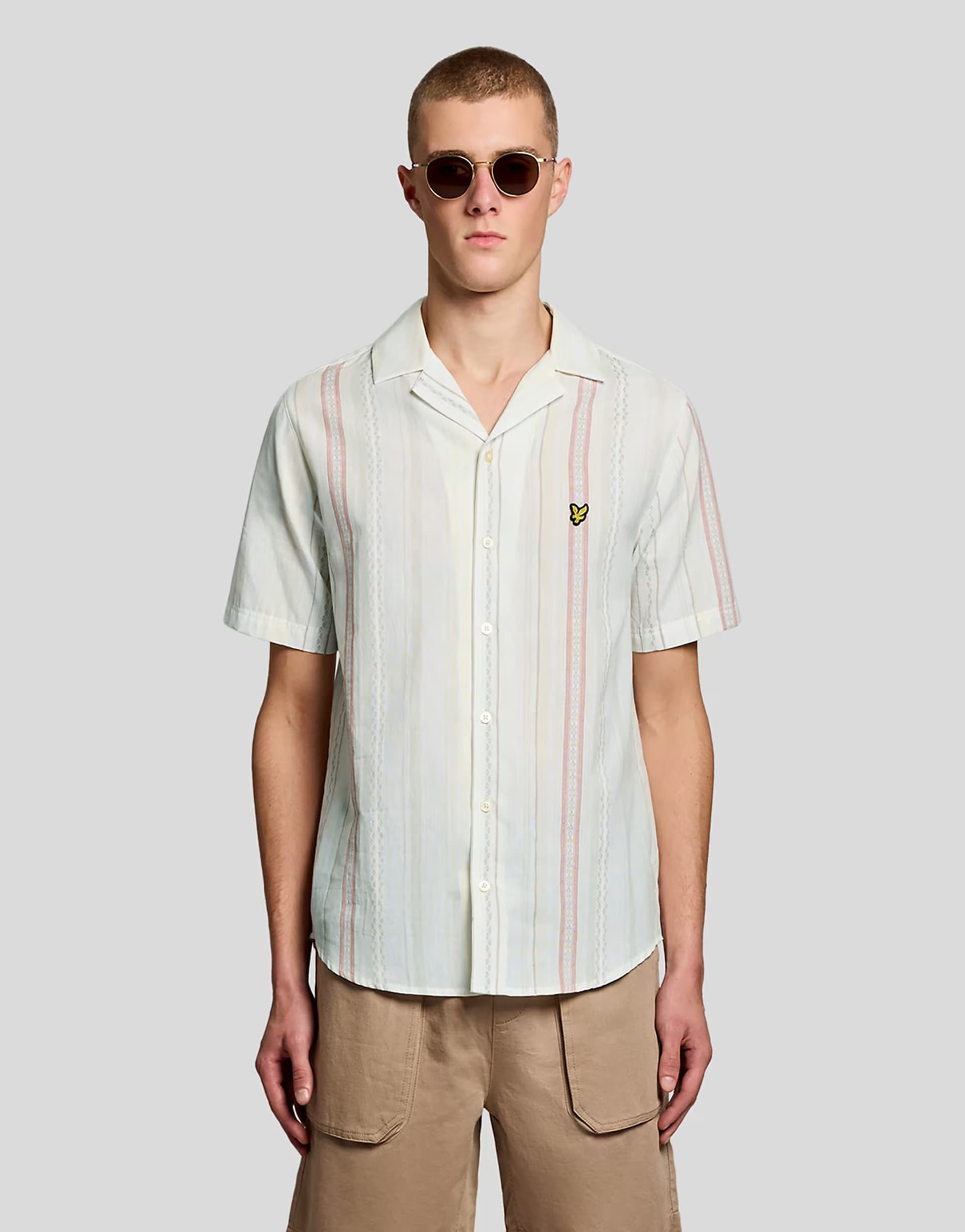ASOS Lyle & Scott Ss woven shirts short sleeve zig zag stripe shirt in x788 natural