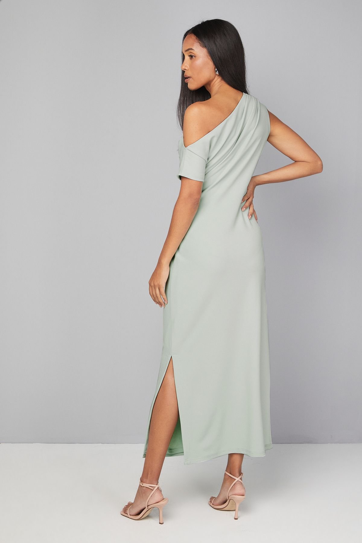 Wallis Wallis Women's Jersey Crepe One Shoulder Maxi Dress in Mint - 3