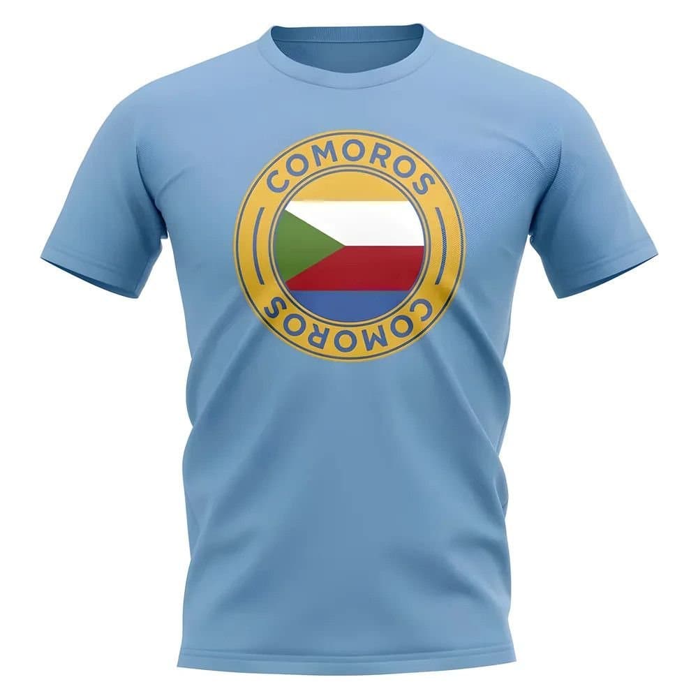 Como Como Men's Personalised Football Badge T-Shirt Sky in Light Blue