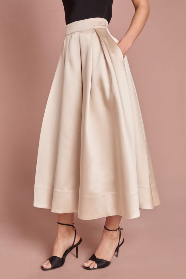 Coast Coast Women's Twill Full Volume Skirt in Champagne - 2