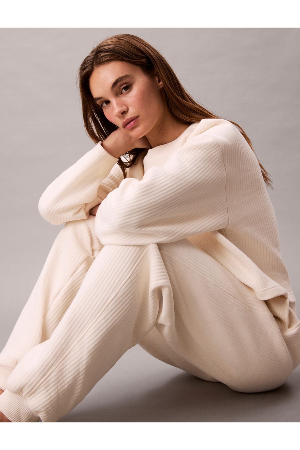 Calvin Klein Calvin Klein Women's Modern Terry Quilted Quilted Jogger Ivory - 3