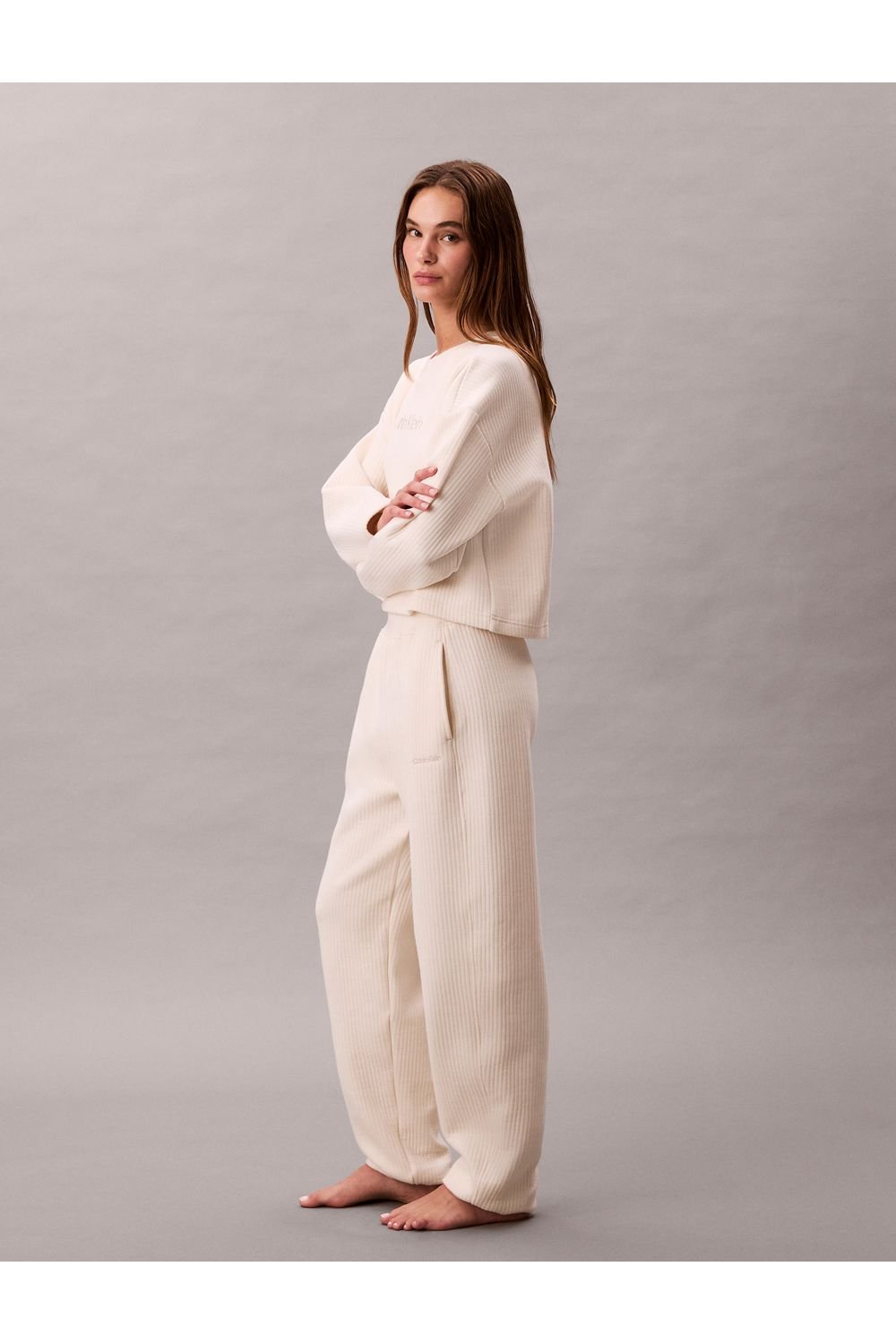 Calvin Klein Calvin Klein Women's Modern Terry Quilted Quilted Jogger Ivory - 4