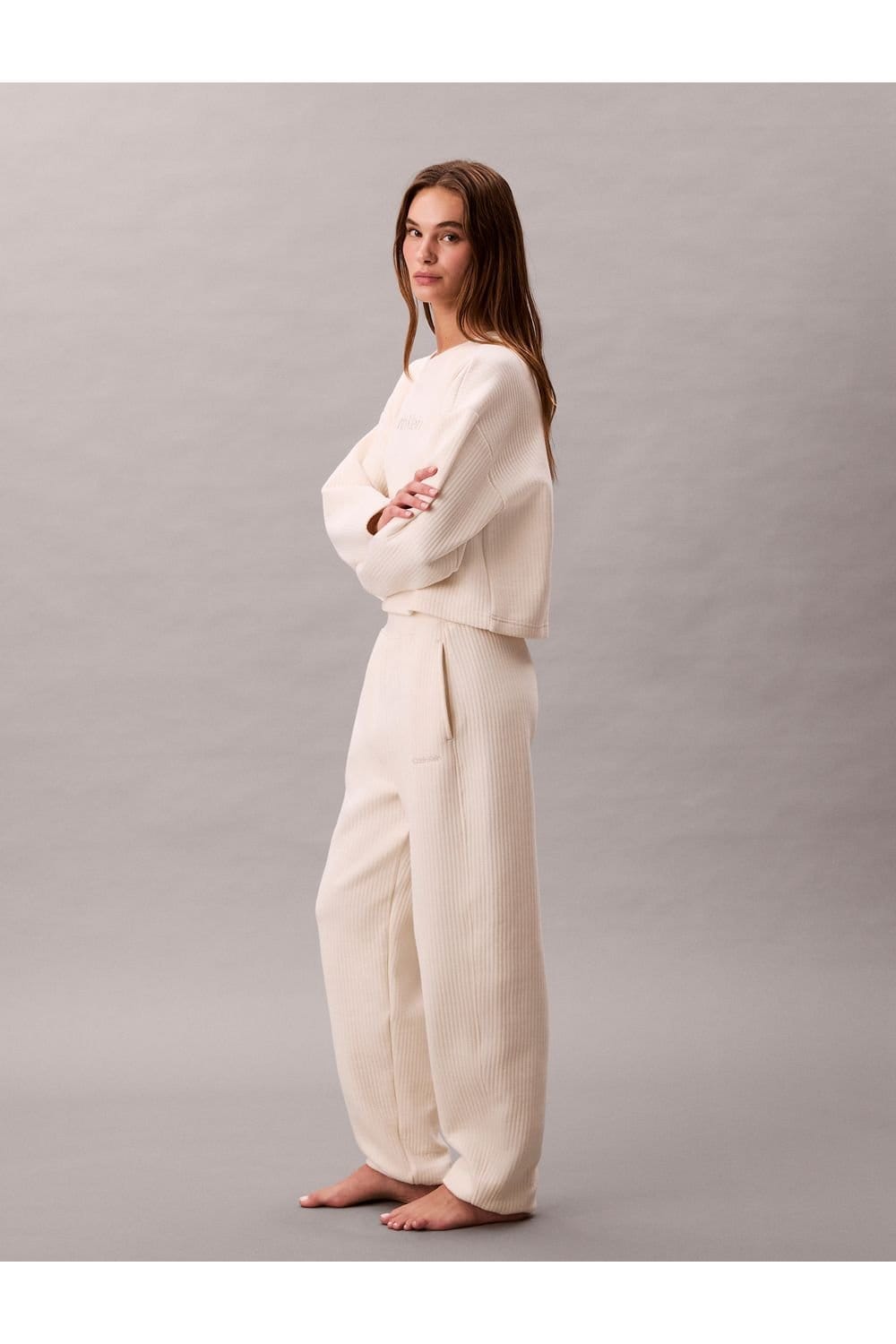 Calvin Klein Calvin Klein Women's Modern Terry Quilted Quilted Jogger Ivory - 4