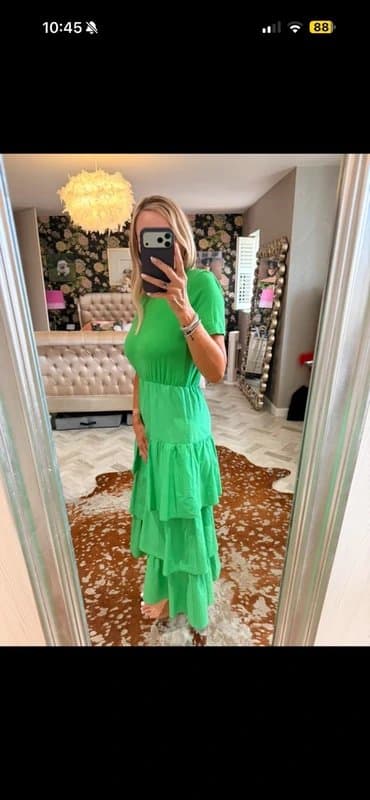 Never Fully Dressed Never Fully Dressed maxi dress, part T-shirt, part cotton tiered skirt size L
