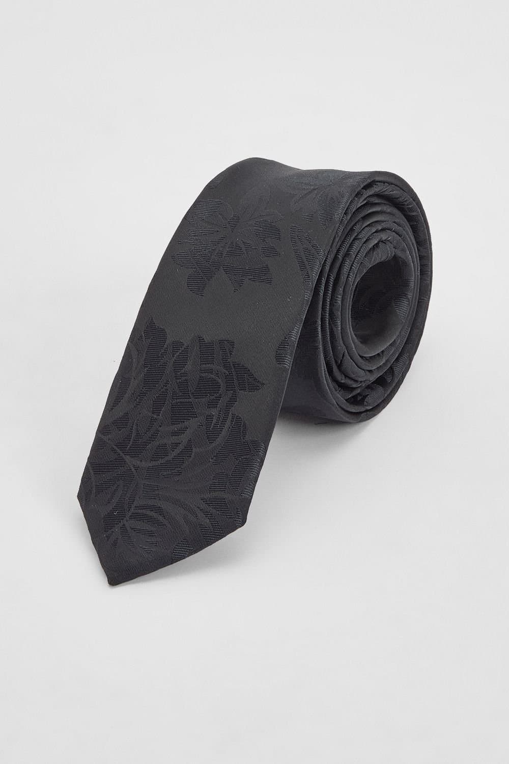Burton Burton Men's Black Floral Jacquard Tie