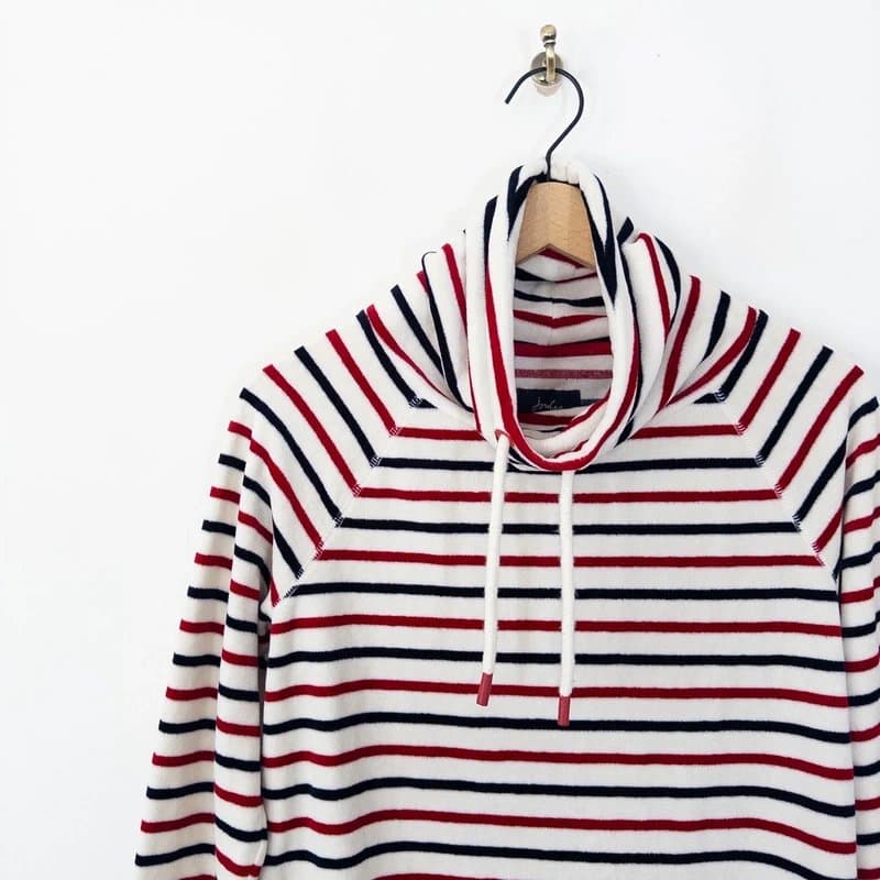 Joules Joules Mayston Velour Sweatshirt Jumper Size 10 White Stripe Funnel Neck