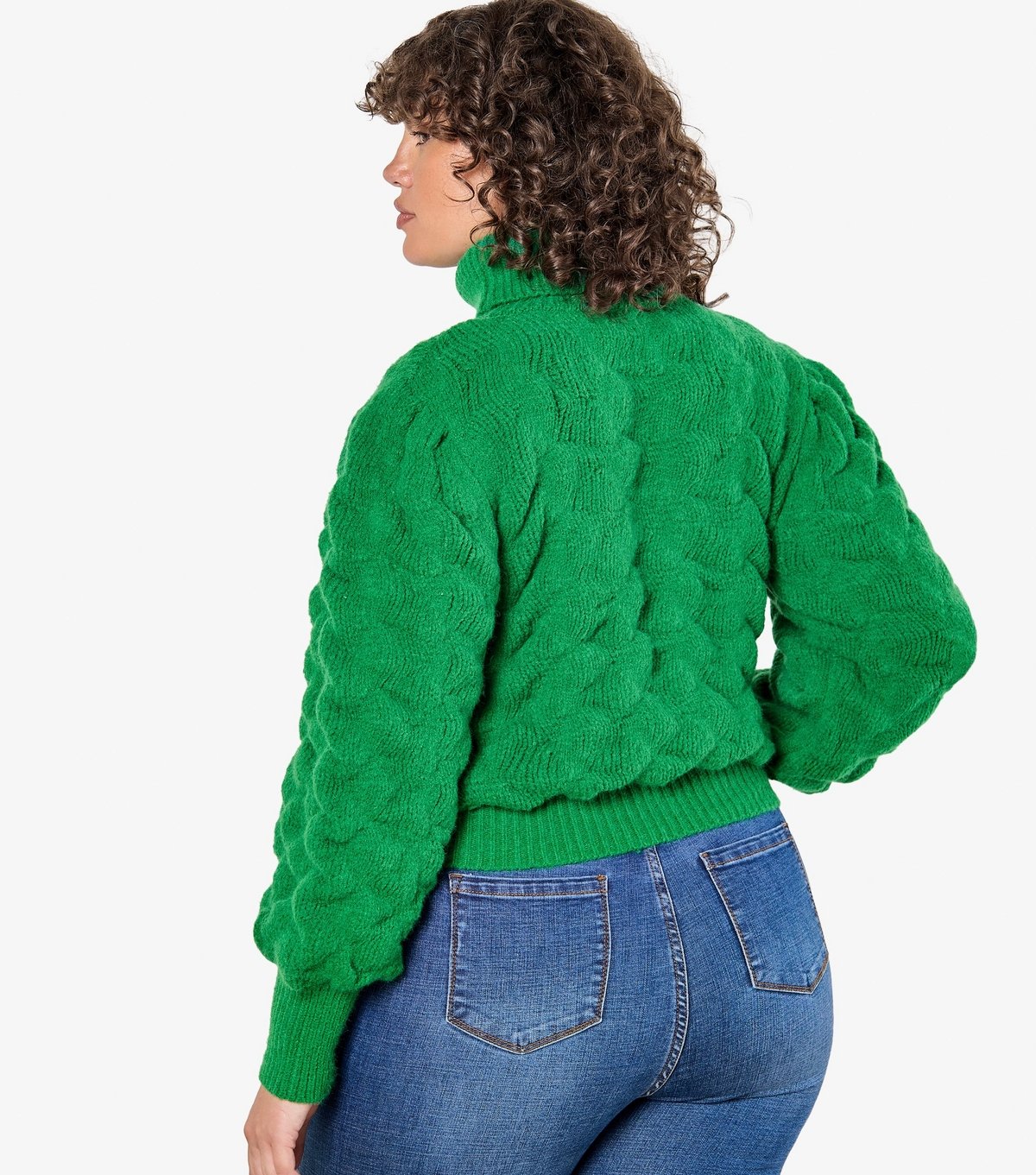 Apricot Women's Plus Size Green Bubble Knit Jumper Curves Apricot New Look - 2