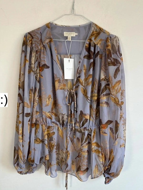 Ted Baker Ted baker £120 12 lilac blouse new BNWT floral chiffon v neck bnwt - 1