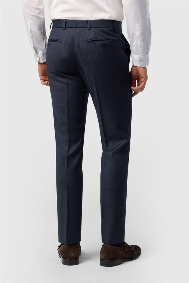 Ted Baker Ted Baker Men's Flat Fronted Checked Slim Fit Suit Trousers in Dark Grey - 2
