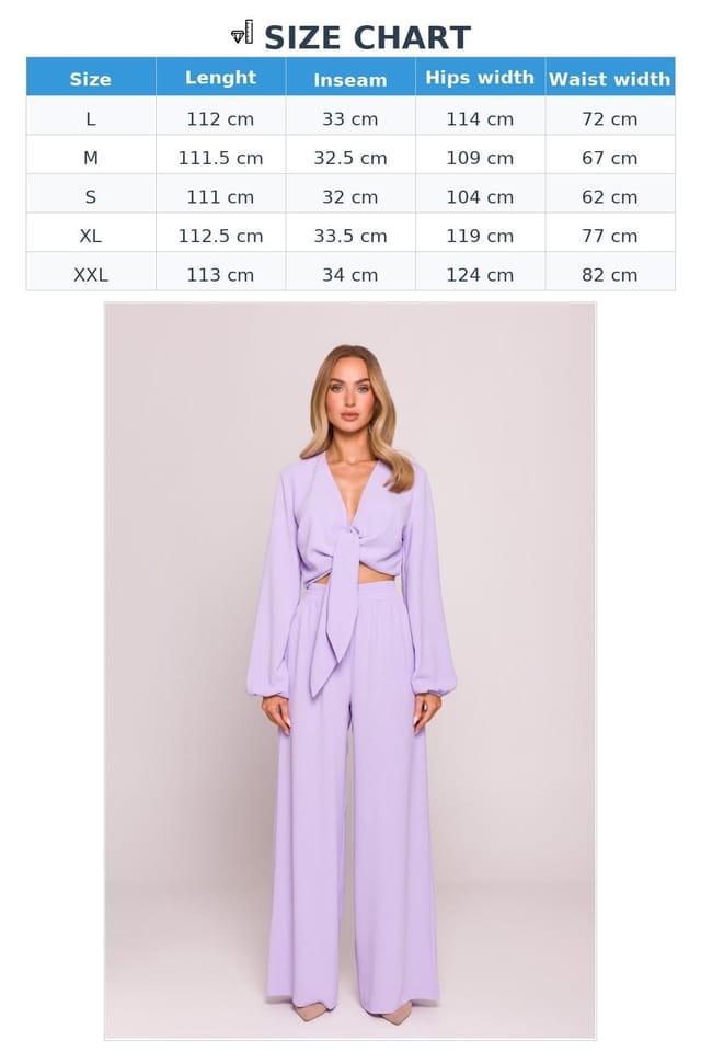 Love Lace Love Lace Women's Matte Crepe Wide Leg Elastic Waist Trousers in Violet - 3