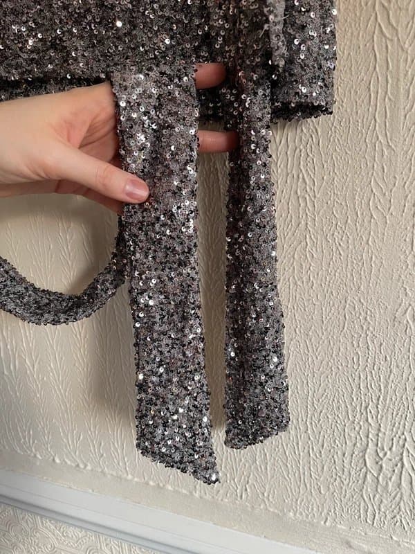 Never Fully Dressed Never fully dressed Gunmetal Sequin Mini Jaspre skirt BNWT size UK 16