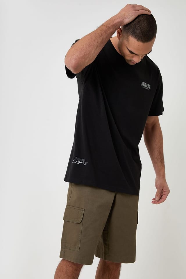 Threadbare threadbare Men's Baggy Fit Cotton Cargo Shorts in Khaki - 3