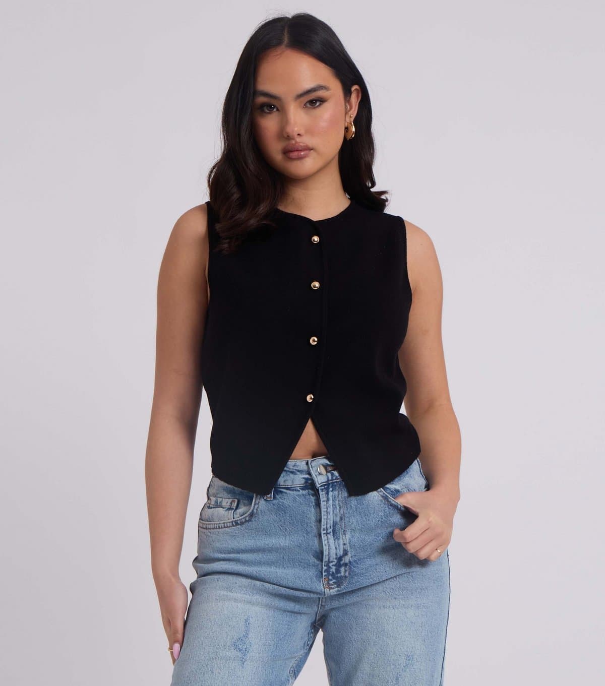 Urban Bliss Urban Bliss Black Button-Through Vest