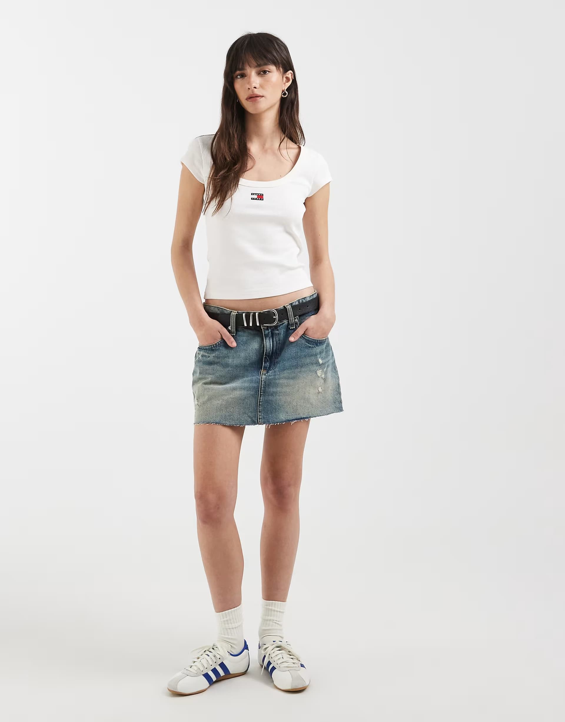 ASOS Tommy Jeans micro denim skirt in mid wash blue