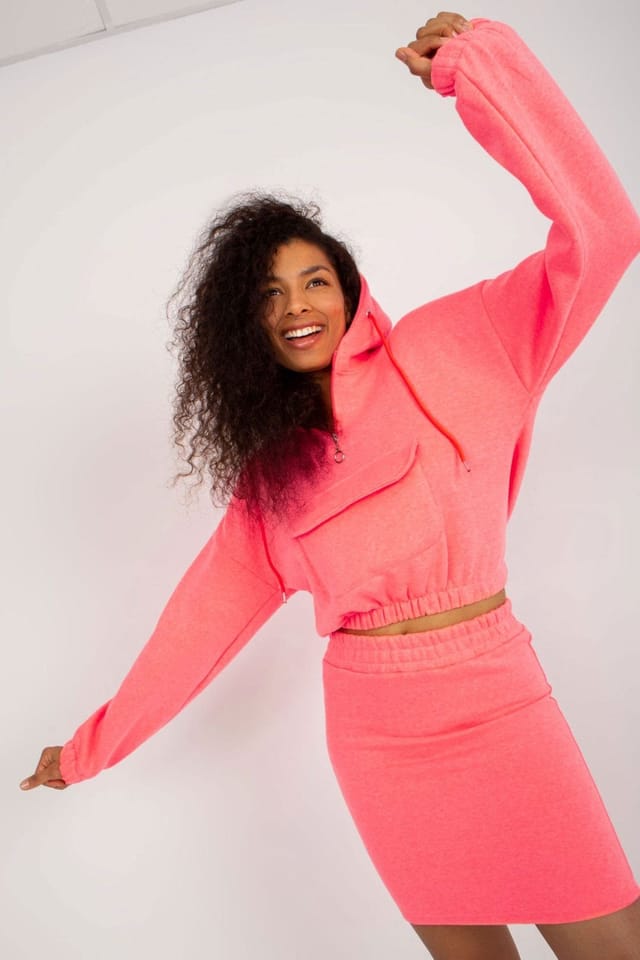 Love Lace Love Lace Women's Everyday Sweatshirt & Elastic Waist Skirt Set in Pink - 2