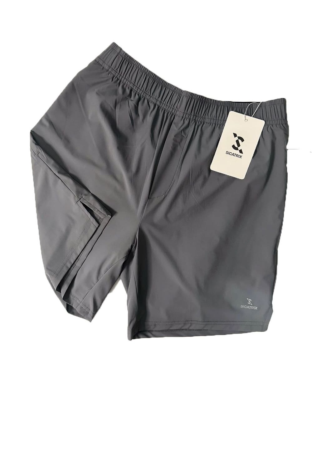 SICATRIX SICATRIX Men's 2 In 1 Concealed Undershort Slip Side Pockets Shorts in Grey - 1
