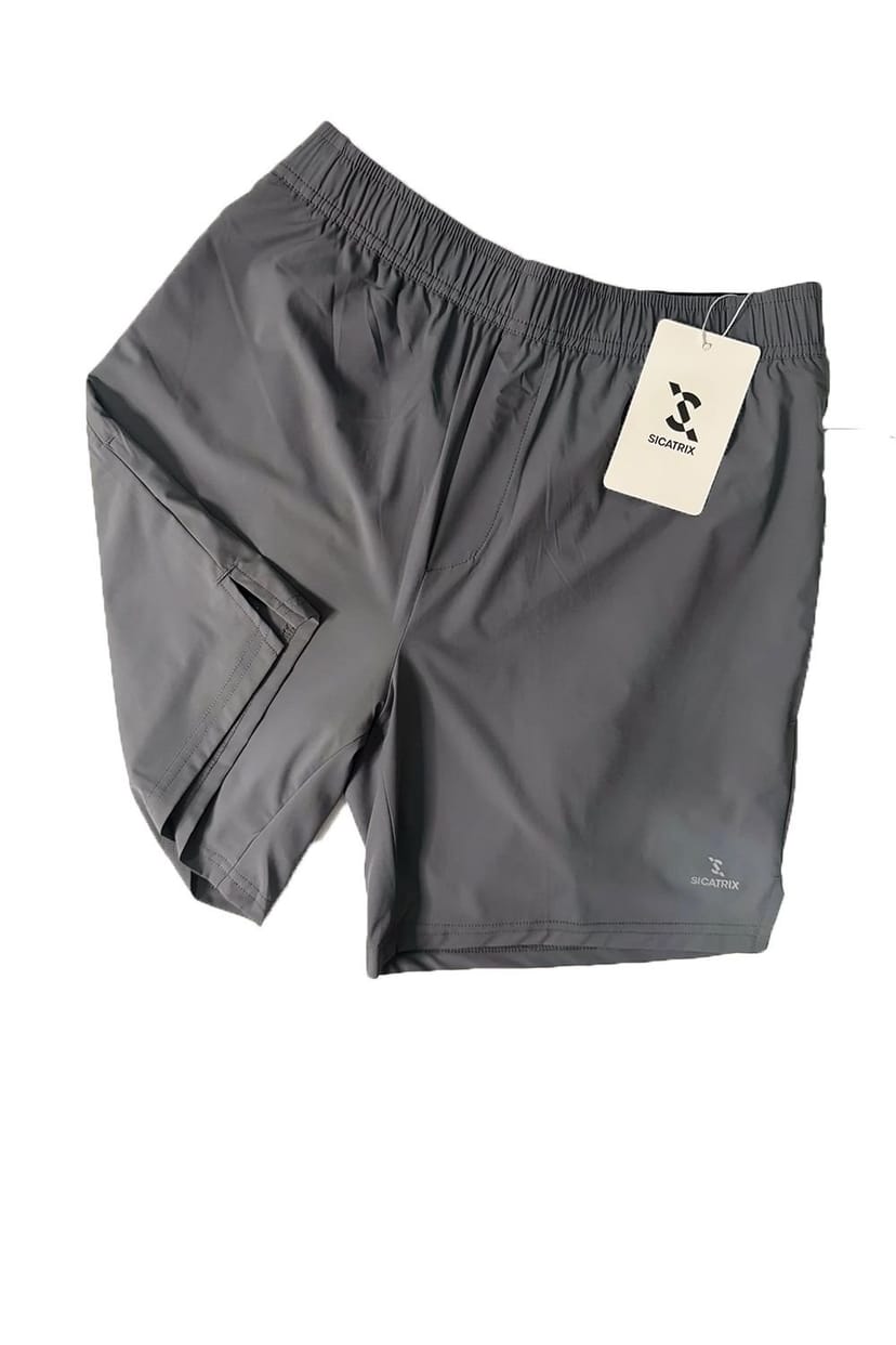 SICATRIX SICATRIX Men's 2 In 1 Concealed Undershort Slip Side Pockets Shorts in Grey - 1