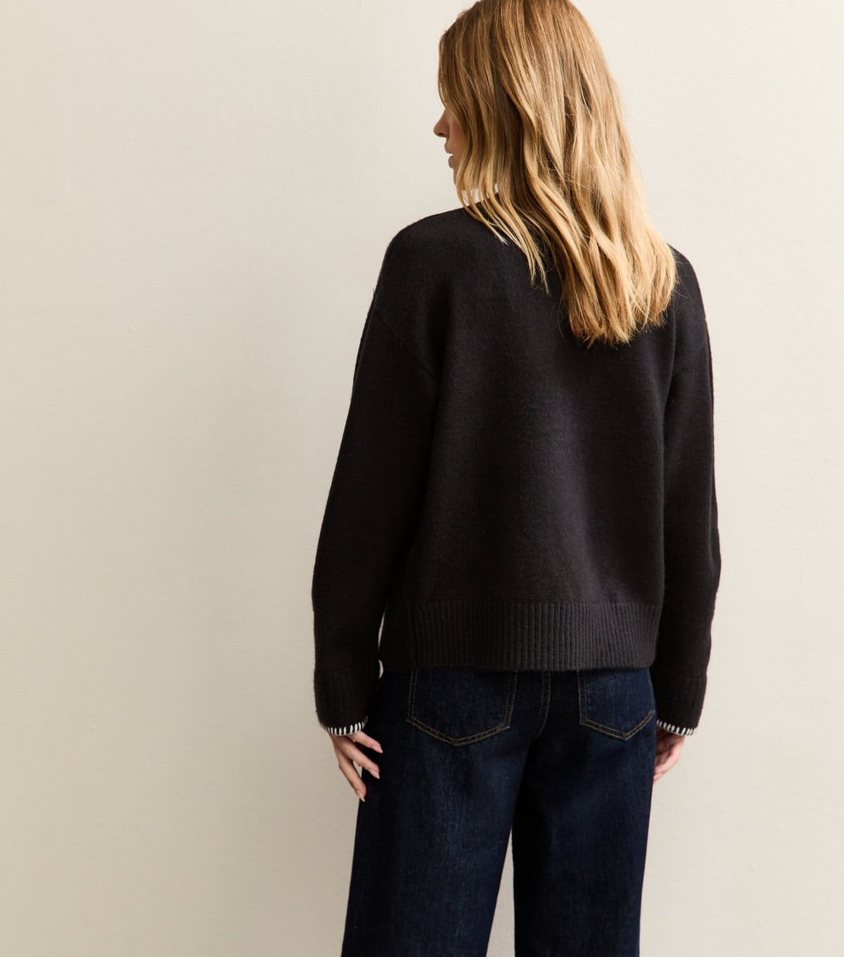 New Look Women's Black Blanket Stitch Trim Knitted Cardigan New Look - 4