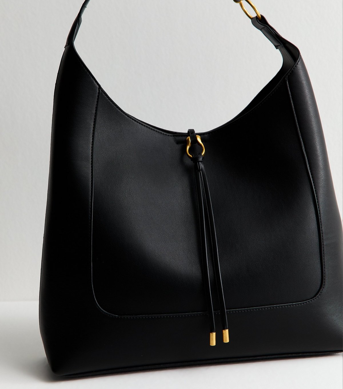 New Look Black Faux Leather Tassel Hobo Tote Bag Vegan New Look - 3