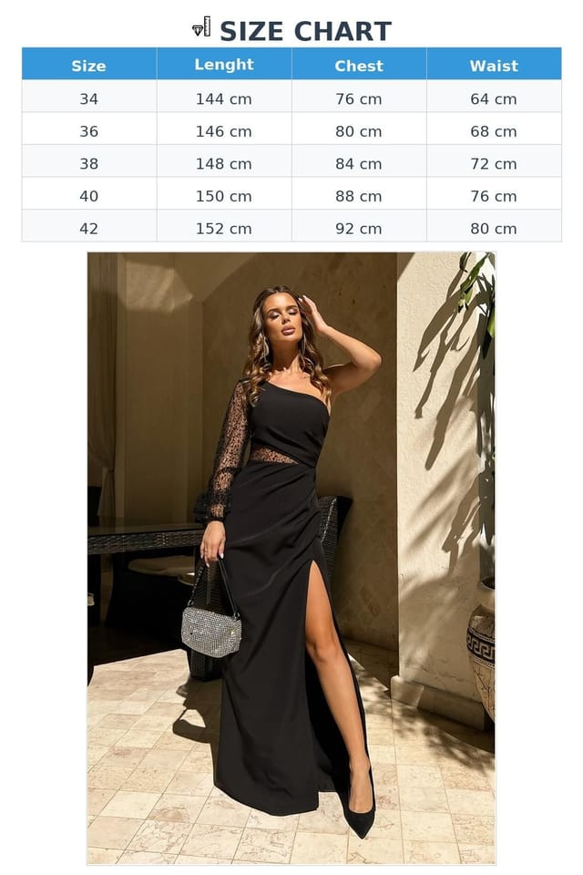 Love Lace Love Lace Women's Long One Shoulder Sequin Dress with Slit in Black - 3