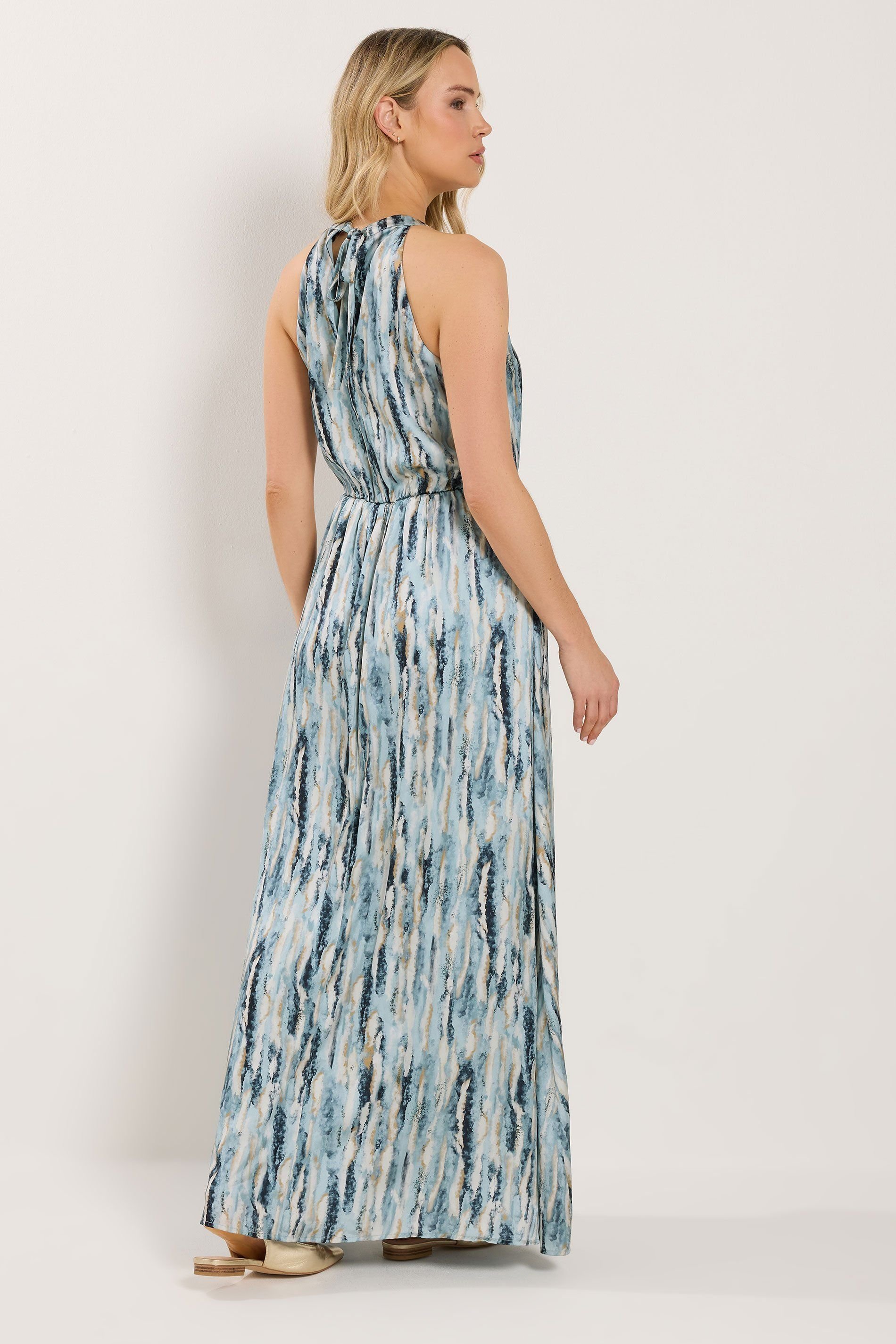 Long Tall Sally Long Tall Sally Women's Tall Satin Halter Neck Dress in Aqua - 4