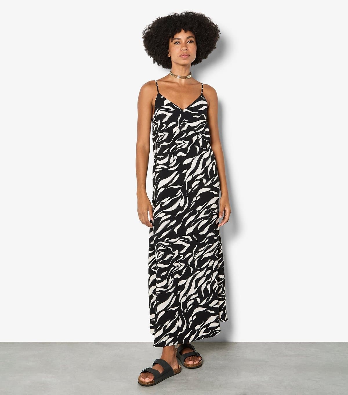 Apricot Women's Black Animal Print Trapeze Cami Maxi Dress Apricot New Look