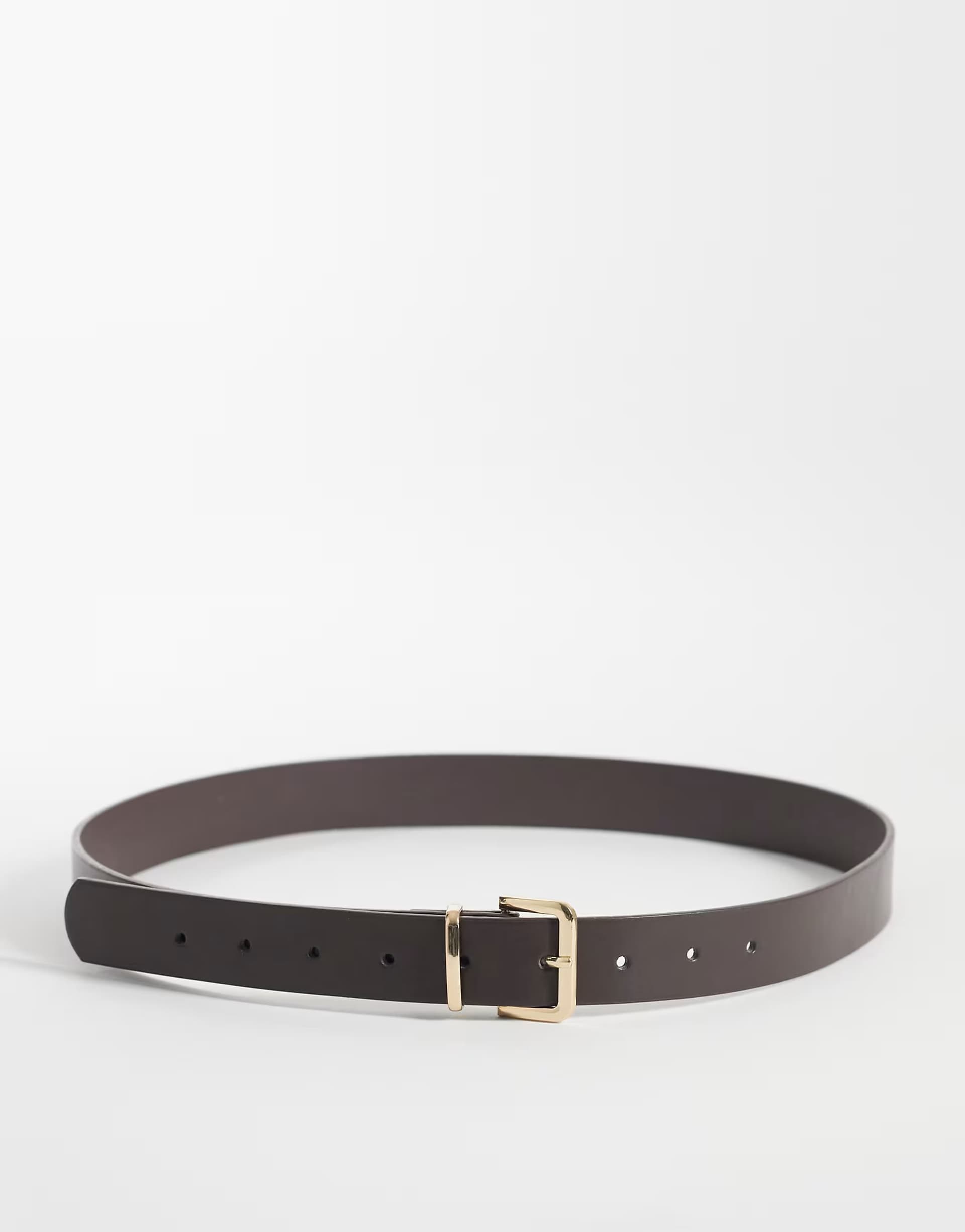 ASOS ASOS Brown Leather Mix Square Buckle Belt