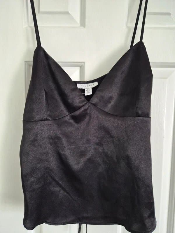 Topshop Topshop black silky satin strappy cami top size 12