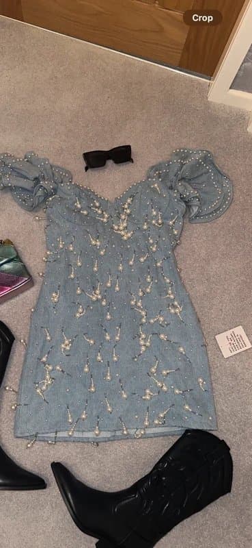 ASOS ASOS luxe denim pearl dress