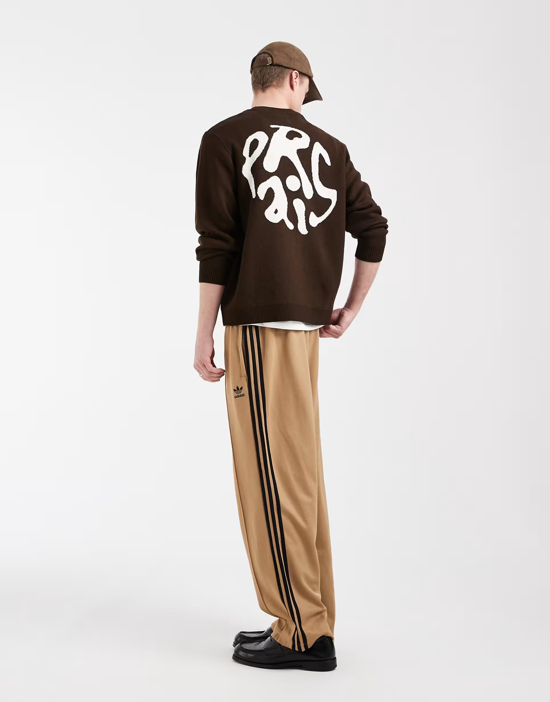 ASOS ASOS DESIGN oversized knitted jumper with Paris graphic in brown