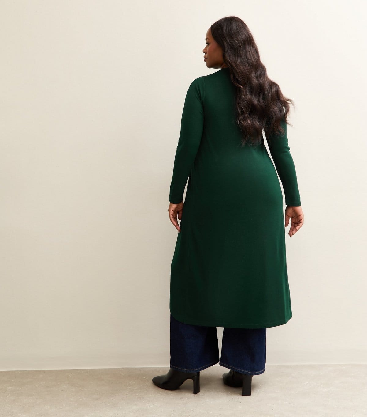 New Look Women's Plus Size Dark Green Soft Touch Longline Wrap Top Curves New Look - 4